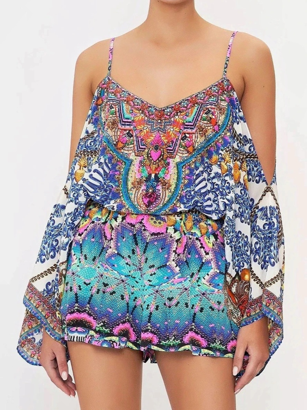Camilla Drop Shoulder Playsuit Multicolor Cold Shoulder Camisole